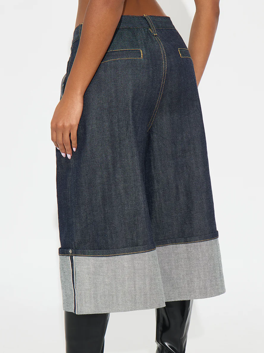 Loose Wide Leg Pleated Pockets Jean Pants Bottoms