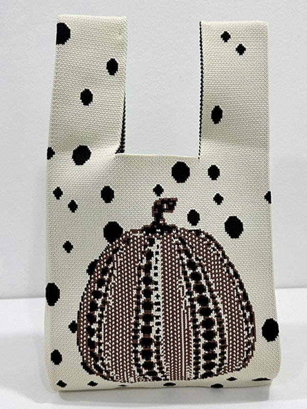 Polka-Dot Split-Joint Woven Bags Handbags