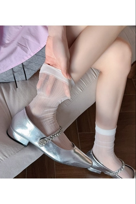 Candy Color Sheer Crew Socks