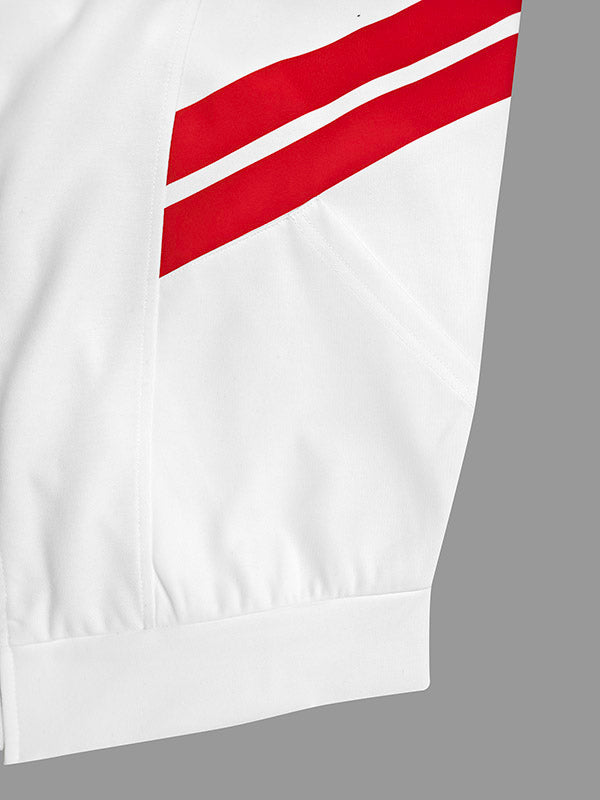 Long Sleeves Loose Split-Joint Striped Zipper Stand Collar Jackets Outerwear