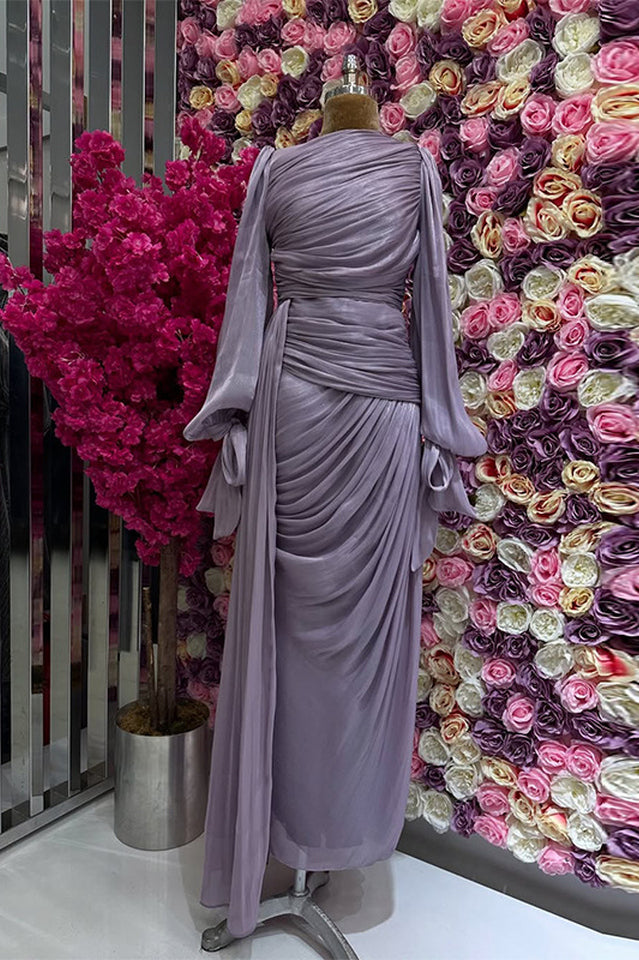 Sonia Lantern Sleeve Ruched Maxi Dress