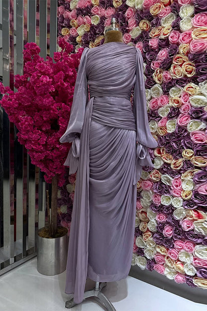 Sonia Lantern Sleeve Ruched Maxi Dress