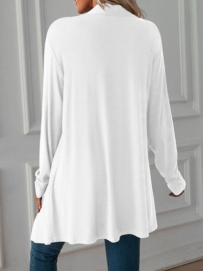 Vêtements d'extérieur amples à manches longues et col affirmé de couleur unie 