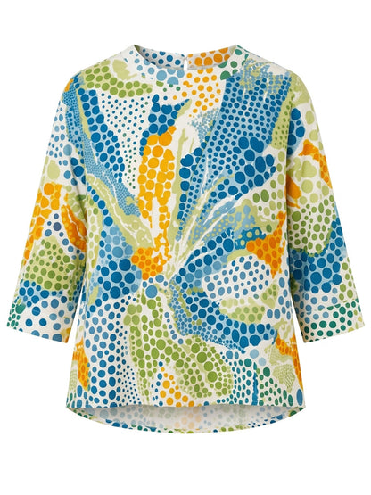 High-Low Loose Contrast Color Printed Round-Neck T-Shirts Tops
