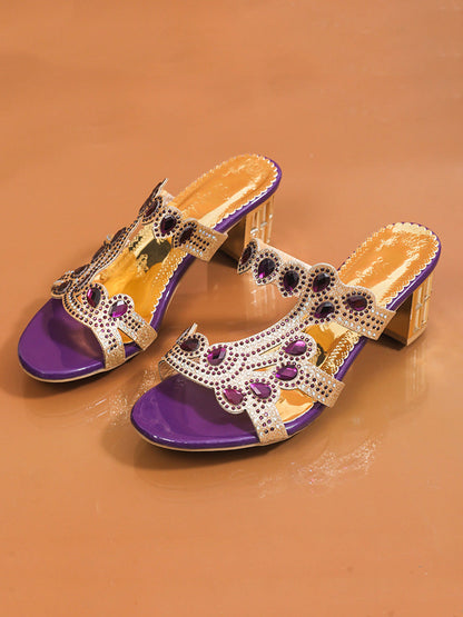 Square Open Toe Rhinestone Pumps