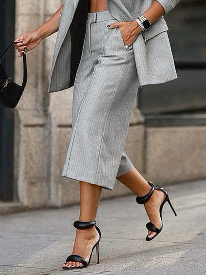 High Waisted Split-Joint Suit Pants