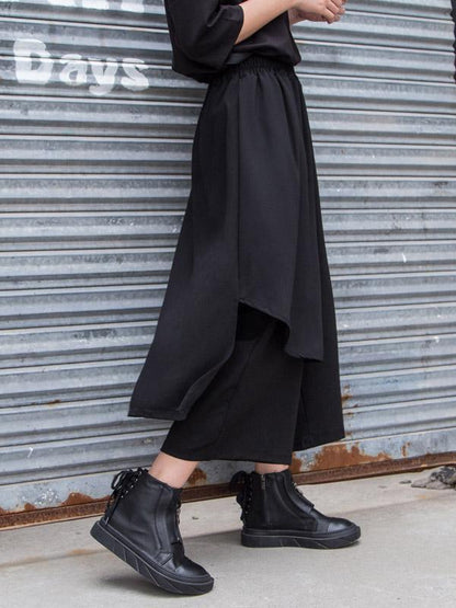 Chiffon Split-Joint Asymmetric Wide-Leg Pants