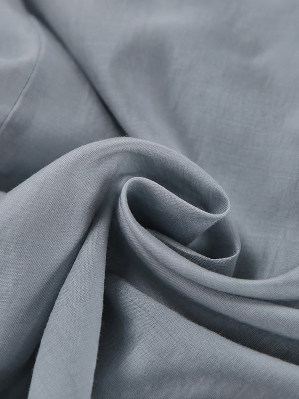 Long Sleeves Backless Ruffled Solid Color V-Neck Blouses&Shirts Tops