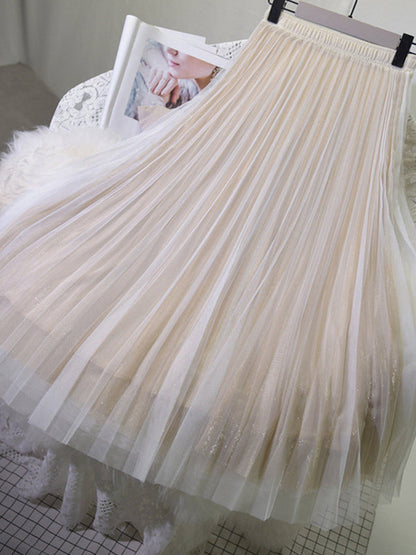 Jupes plissées urbaines en maille à taille élastique et coupe trapèze 