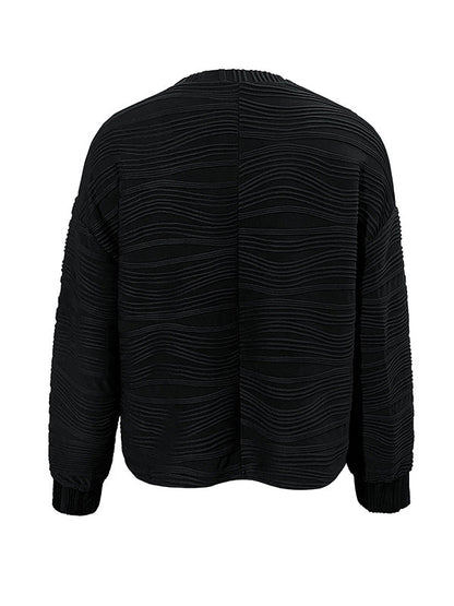 Long Sleeves Loose Solid Color Round-Neck T-Shirts