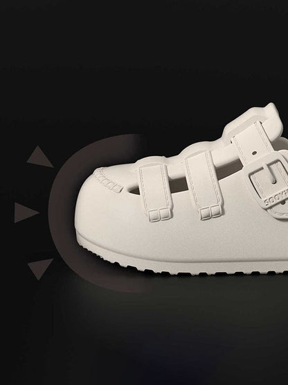 Hollow Round-Toe Split-Joint Platform Shoes Sandals