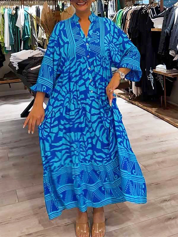 Marigold | Women's V Neck Tummy Control Flowy Loose Fit Dress