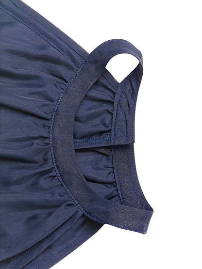 A-Line Sleeveless Pleated Ruffled Solid Color Halter-Neck Tank Top