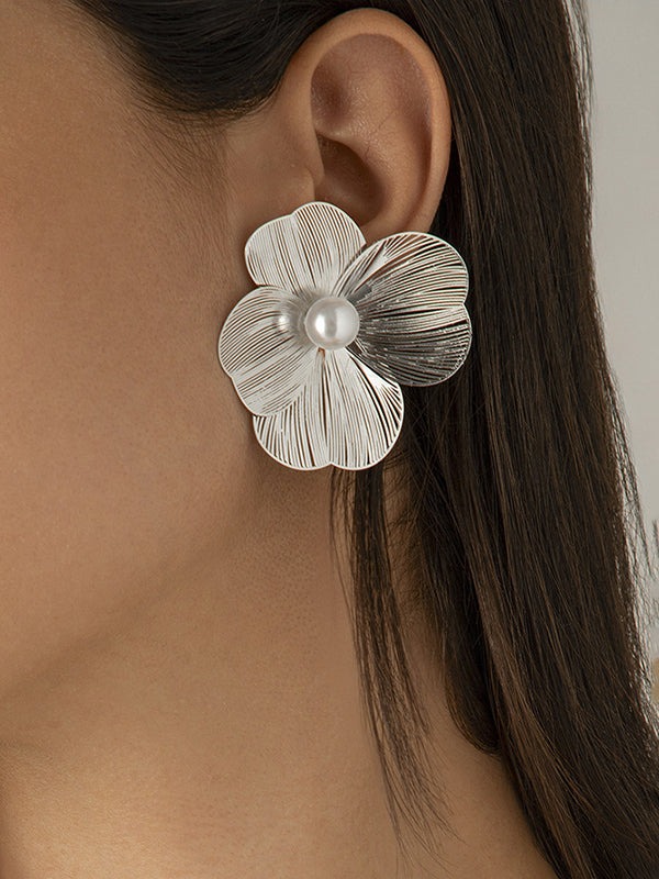 Flower Shape Earrings Accessories SILVER One_size