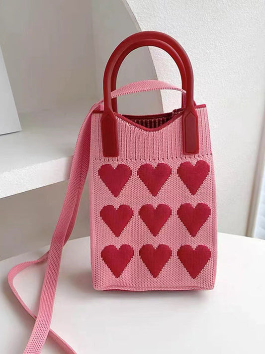 Heart Print Split-Joint Bags Crossbody Bags Handbags
