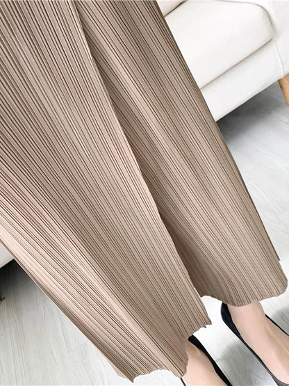 Column Irregularity Pleated Solid Color Casual Pants Bottoms