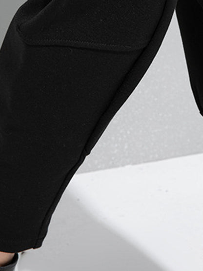 Pantalon sarouel décontracté, simple, ample, élastique, couleur unie 