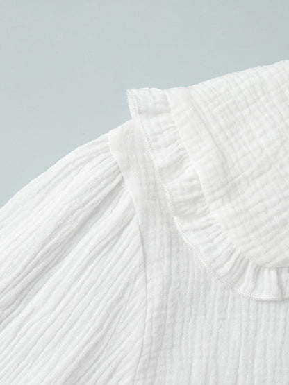 Long Sleeves Ruffled See-Through Split-Joint Peter Pan Collar Blouses&Shirts Tops