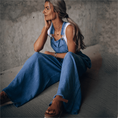 Indie | Women's Denim Overalls Wide Leg Bib Jumpsuit Casual