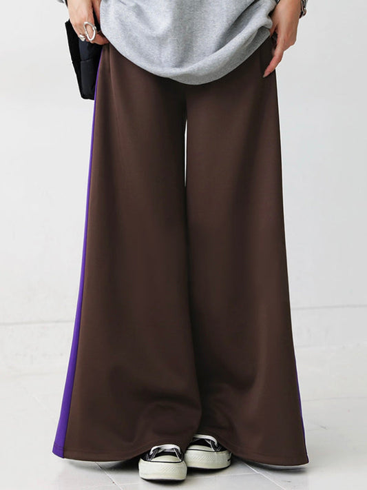 Loose Wide Leg Contrast Color Elasticity Casual Pants Bottoms Trousers