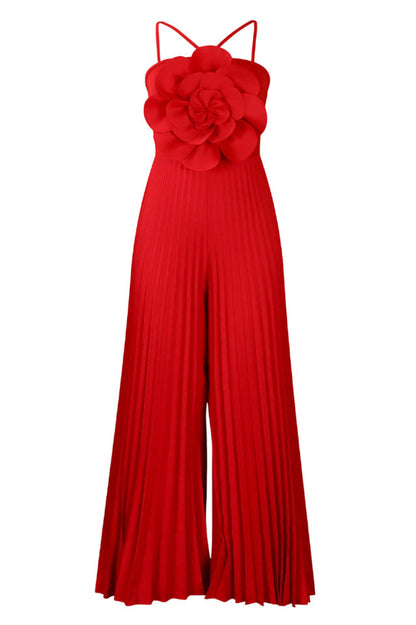 Jessica Flower Applique Pleated Jumpsuit