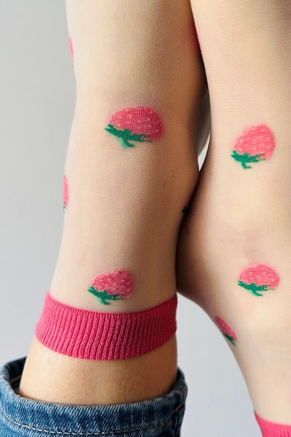 Raspberry Sheer Socks