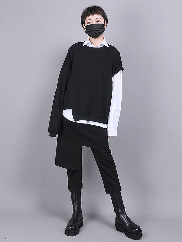 Solid Color Asymmetric High Waisted Pants Culotte