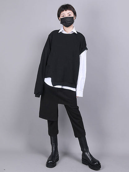 Solid Color Asymmetric High Waisted Pants Culotte