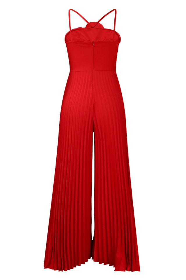 Jessica Flower Applique Pleated Jumpsuit