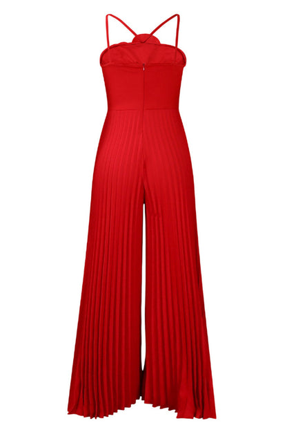 Jessica Flower Applique Pleated Jumpsuit
