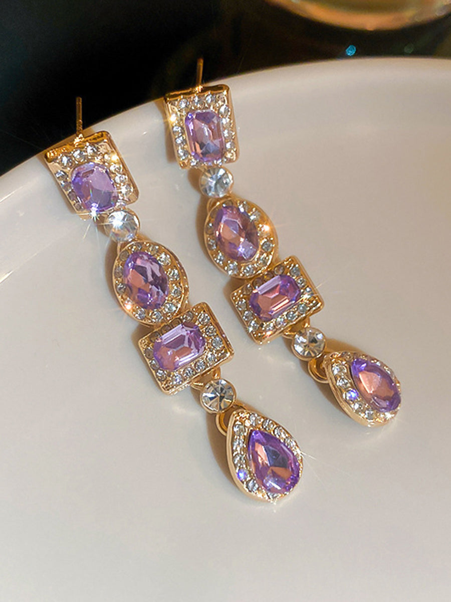 Rhine Stones Split-Joint Water Drop Earrings Accessories