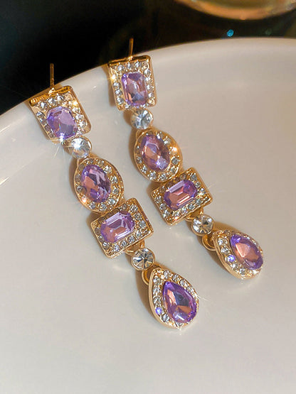 Rhine Stones Split-Joint Water Drop Earrings Accessories