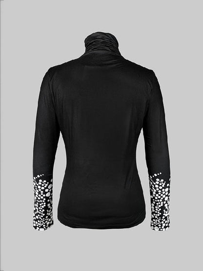 Long Sleeves Skinny Printed High-Neck T-Shirts Tops
