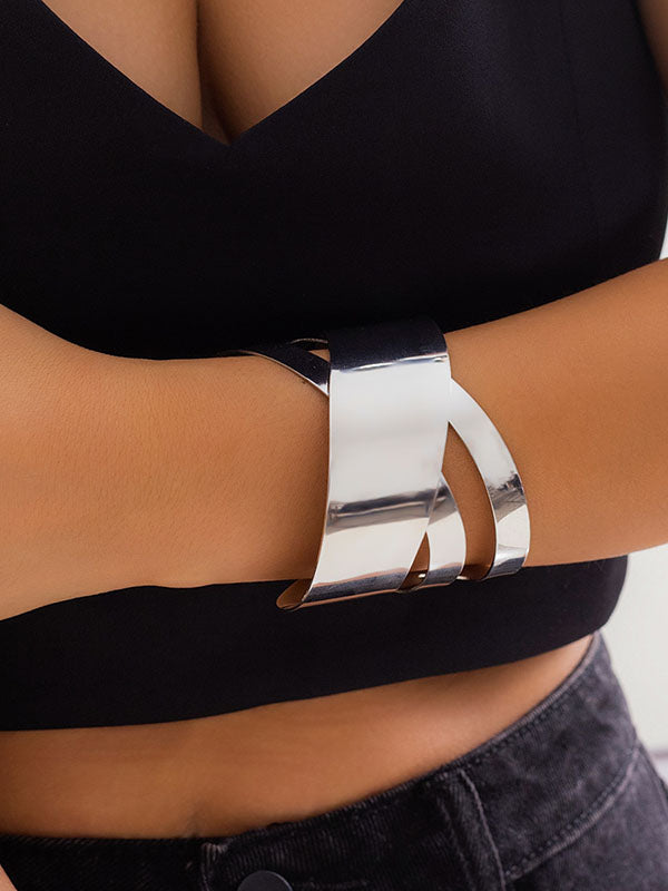 Geometric Hollow Solid Color Bracelet Accessories SILVER One_size