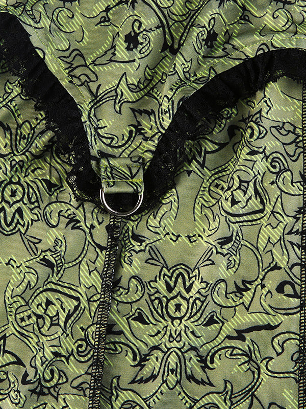 High Waisted Mermaid Elasticity Floral Printed Split-Joint Skirts