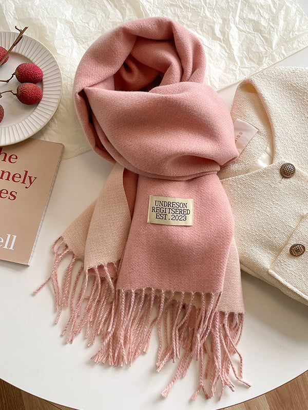 Keep Warm Tasseled Shawl&Scarf LIGHT PINK One_size