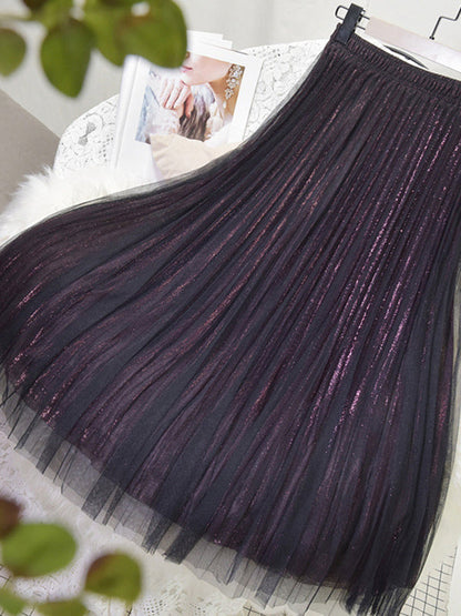 Jupes plissées urbaines en maille à taille élastique et coupe trapèze 