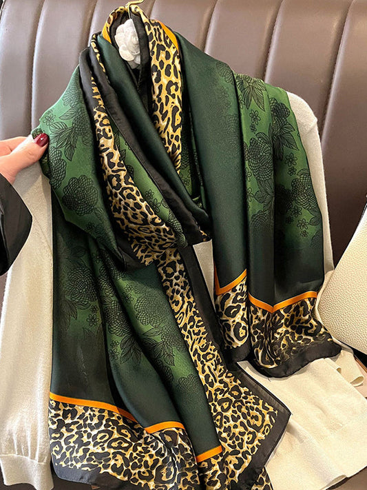 Flower Print Sun Protection Scarf GREEN One_size