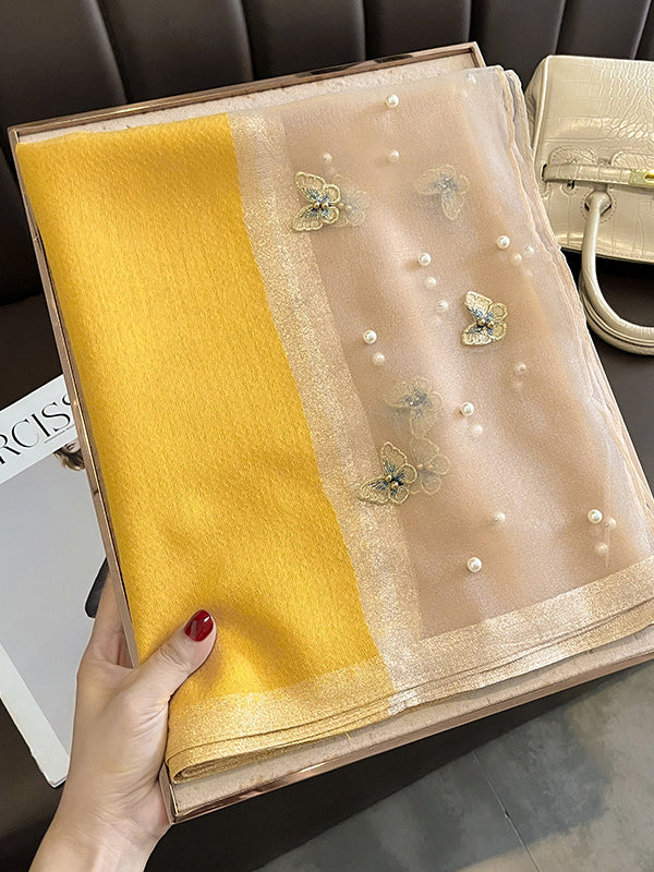 Butterfly Shape Applique Beaded Keep Warm Scarf