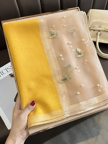 Butterfly Shape Applique Beaded Keep Warm Scarf