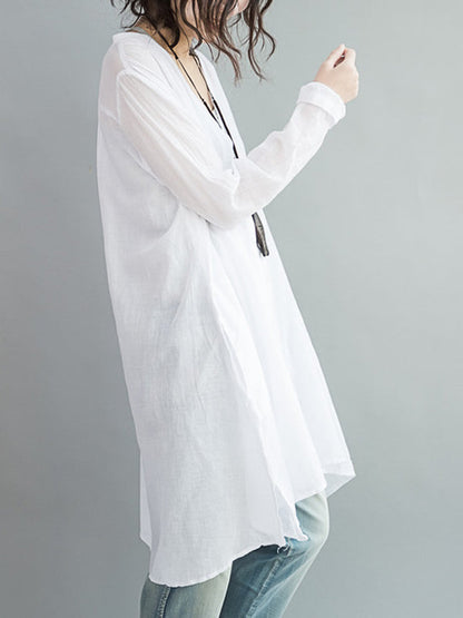 Original Solide Sonnenschutz-Bluse mit V-Ausschnitt 