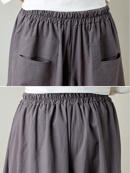 Artistic Retro Ramie Cotton 6 Colors Loose Irregular Elasticity Skirt