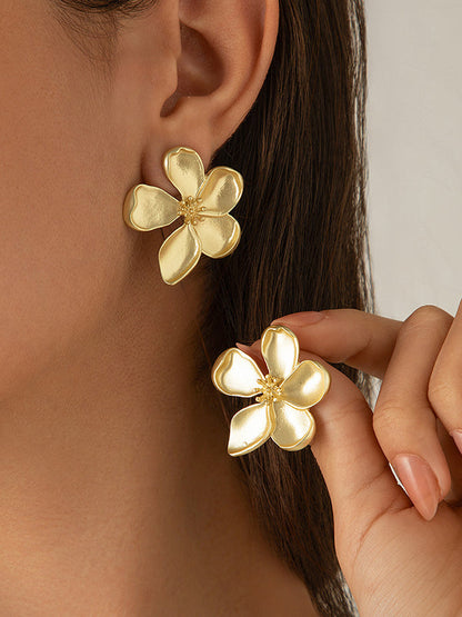 Flower Shape Tasseled Drop Earrings GOLD One_size