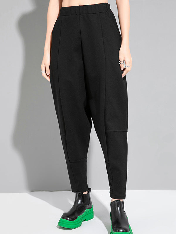 Pantalon sarouel décontracté, simple, ample, élastique, couleur unie 