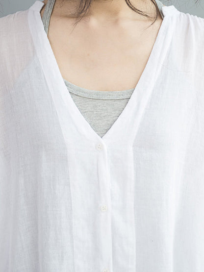 Original Solide Sonnenschutz-Bluse mit V-Ausschnitt 