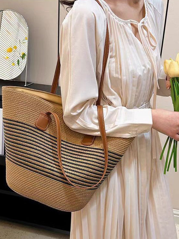 Split-Joint Woven Shoulder Bags Tote Bags