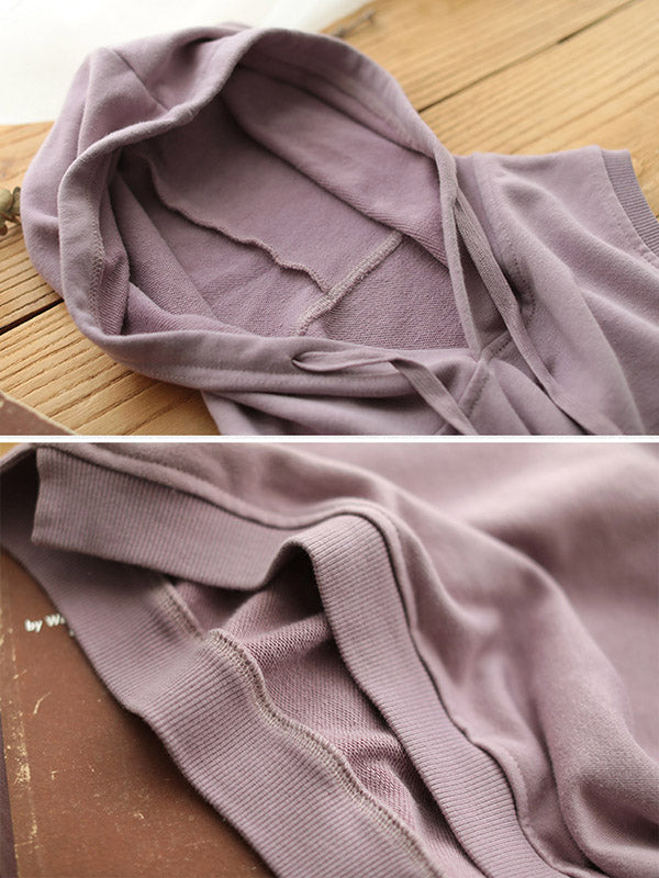 Artistic Retro Solid Hooded Vest