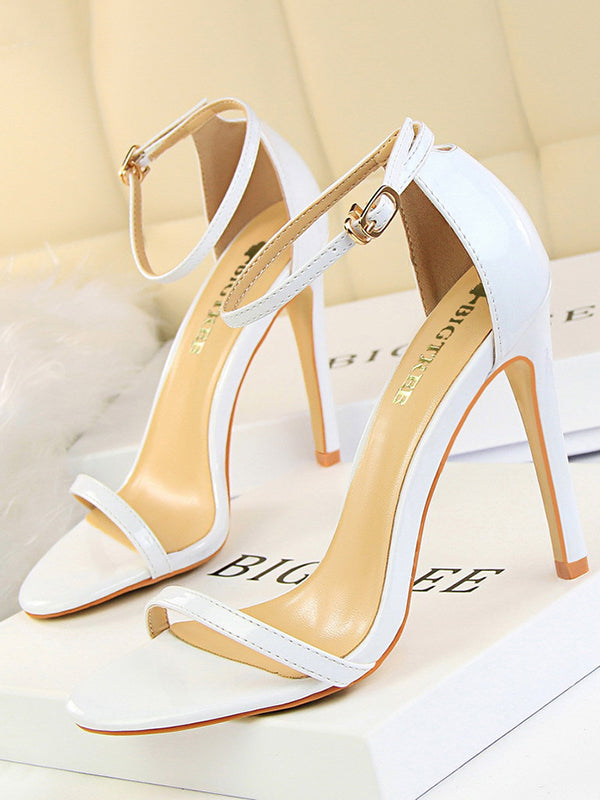 Hollow Open Toe Split-Joint Pumps Sandals WHITE