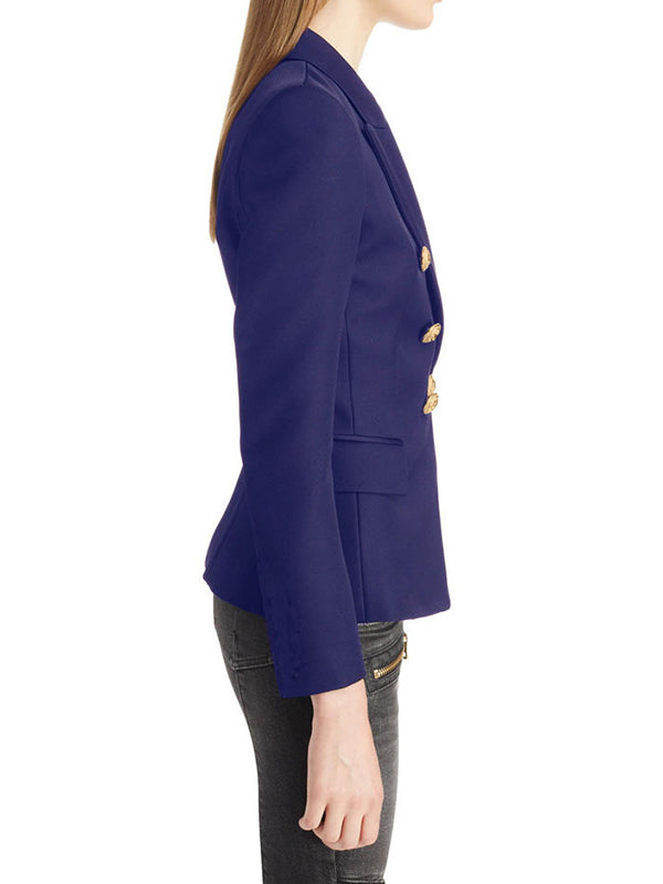Long Sleeves Buttoned Notched Collar Blazer Outerwear