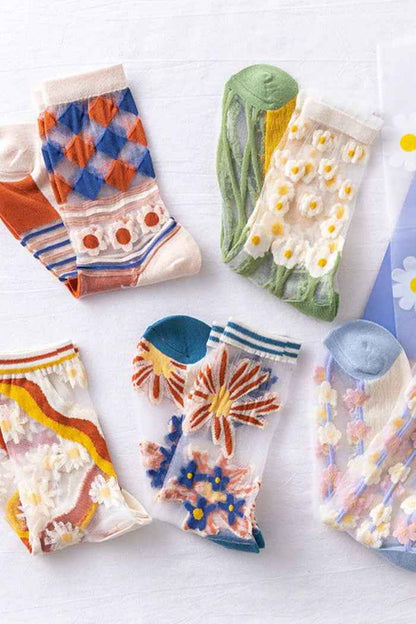 5-Pair Mesh Socks For Women